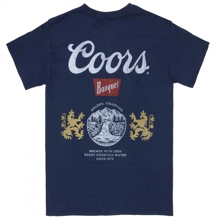 Coors Banquet Can Logo Front and Back Print Navy T-Shirt Image 3