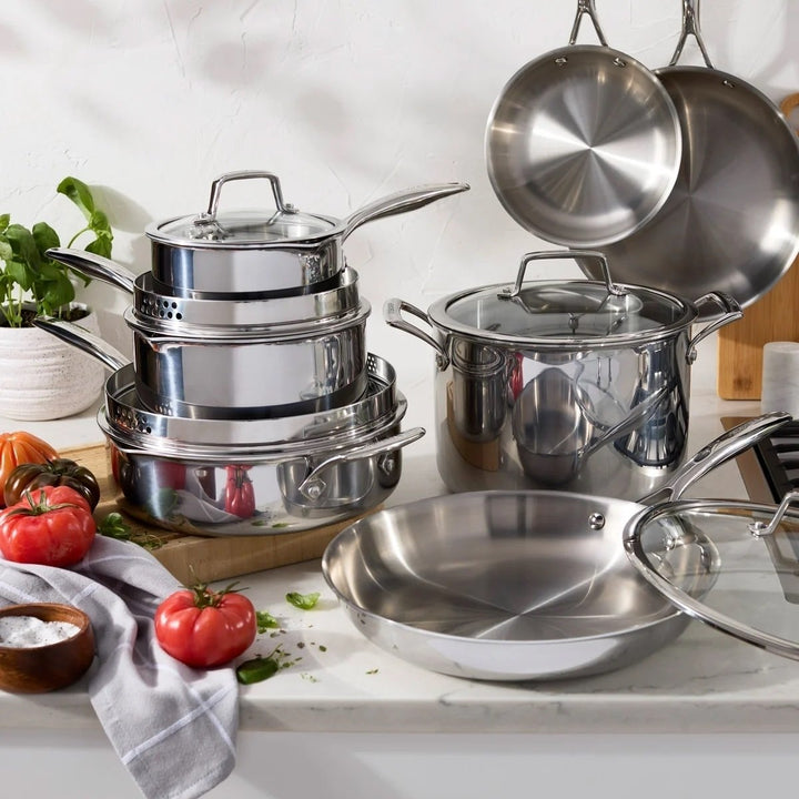 Henckels Tri-Ply Clad Stainless Steel 12 Piece Cookware Set Image 2