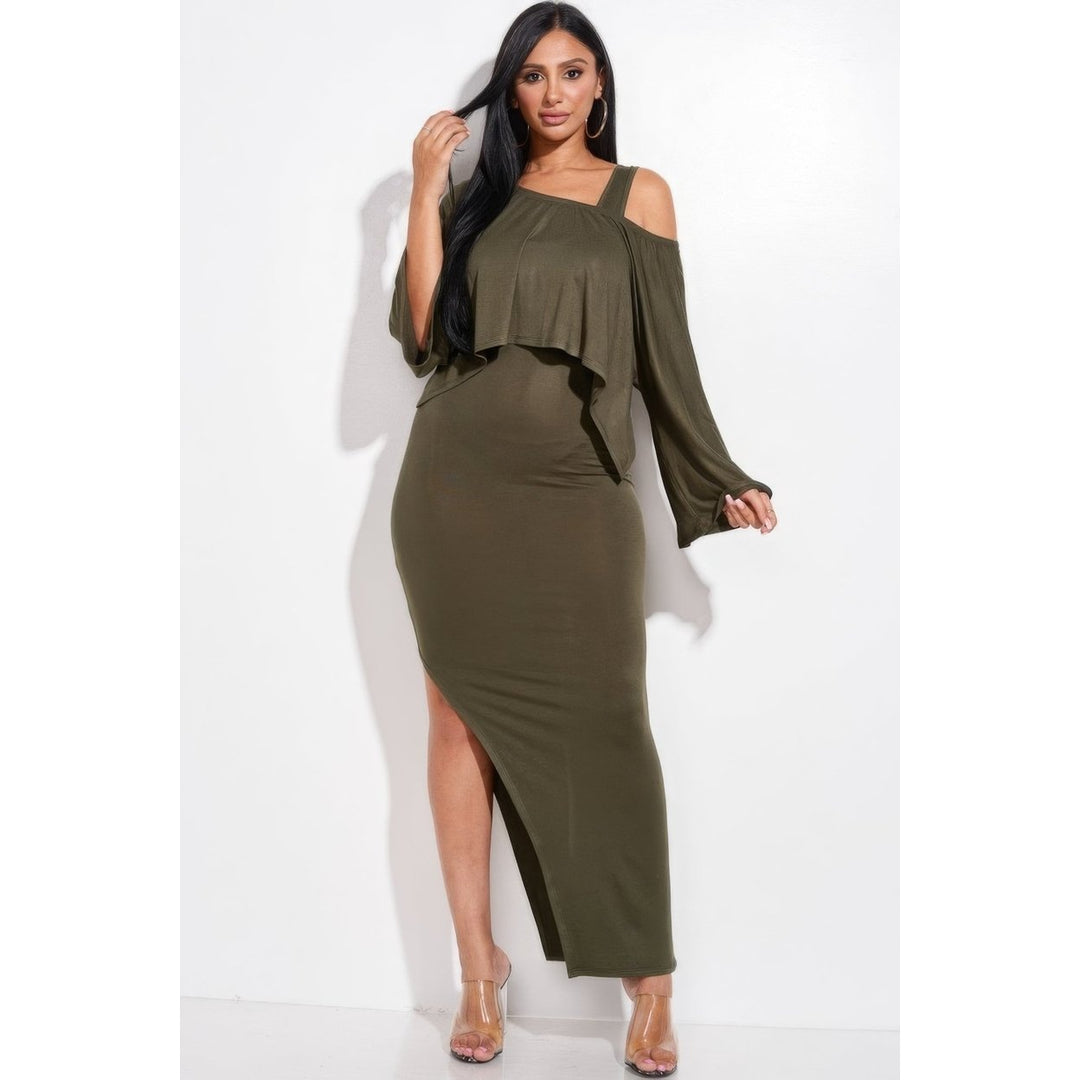 Solid Rayon Spandex Midi Length Tank Dress And Slouchy Cape Top Two Piece Set Image 1