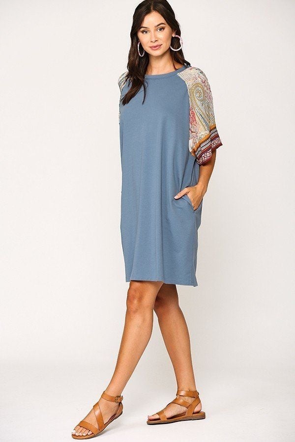 Solid Side Pocket Shift Dress Image 2