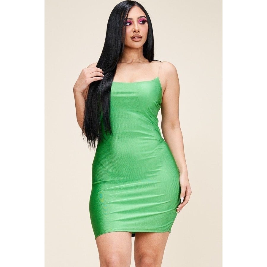 Solid Tank Dress With Clear Bra Straps Image 1