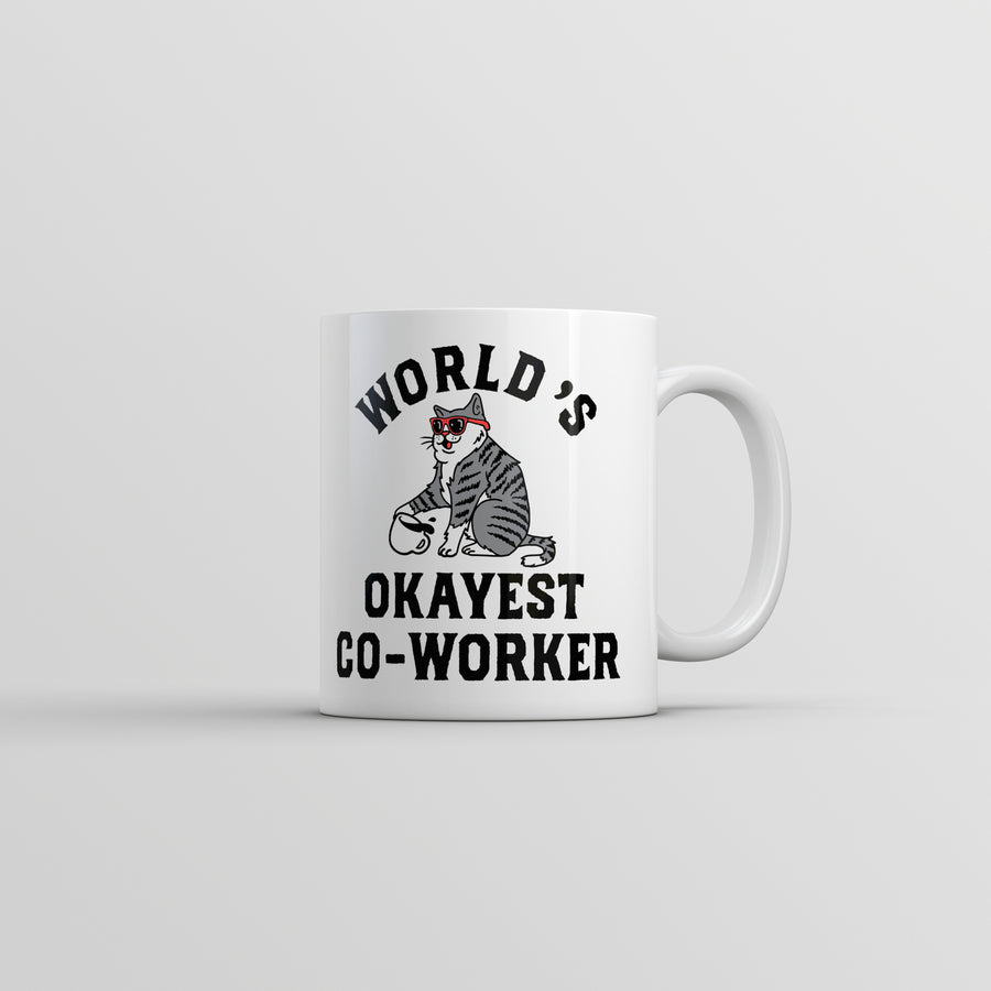 Worlds Okayest Co Worker Mug Funny Sarcastic Office Joke Coffee Cup-11oz Image 1