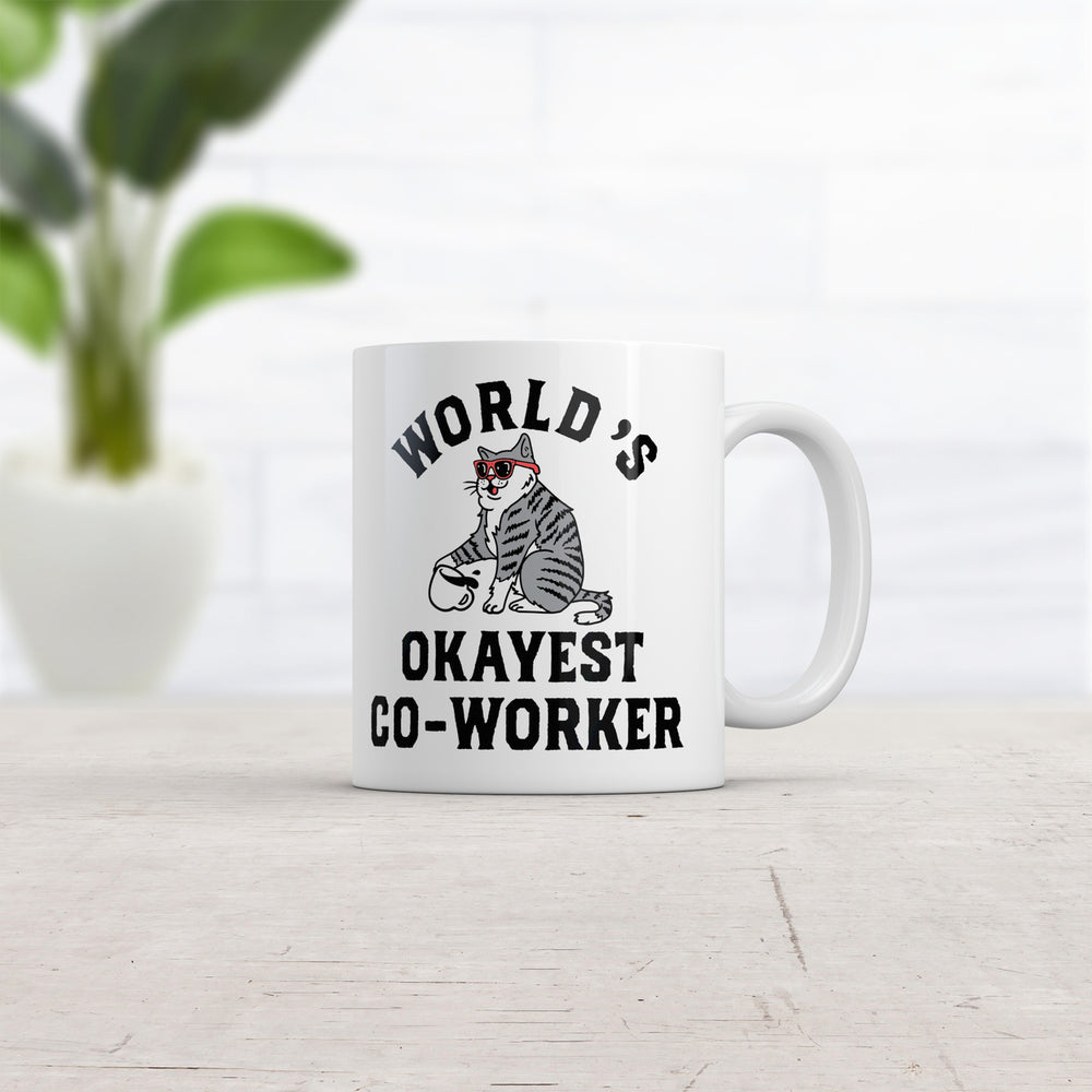 Worlds Okayest Co Worker Mug Funny Sarcastic Office Joke Coffee Cup-11oz Image 2