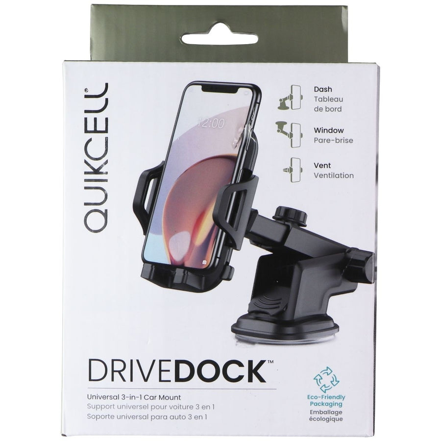 Quikcell DriveDock Universal 3-in-1 Car Mount - Black Image 1