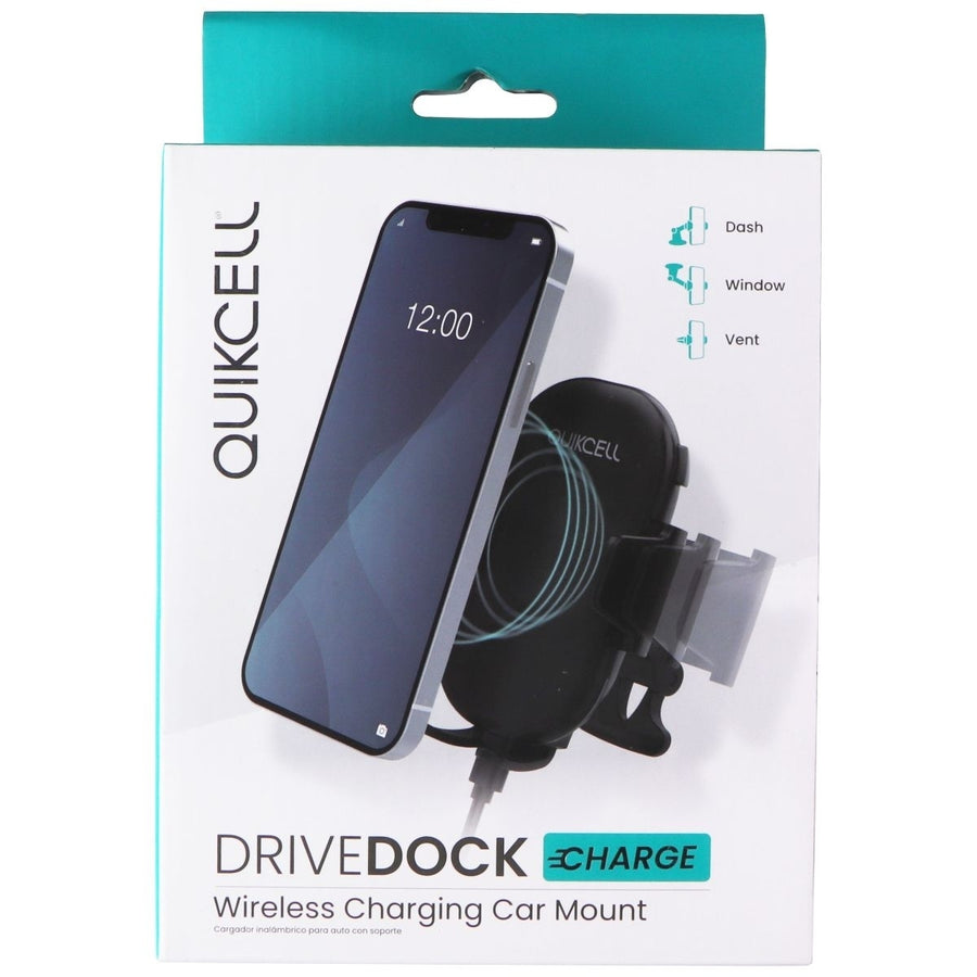 Quikcell DriveDock Charge (15W) Wireless Charging Car Mount - Black Image 1