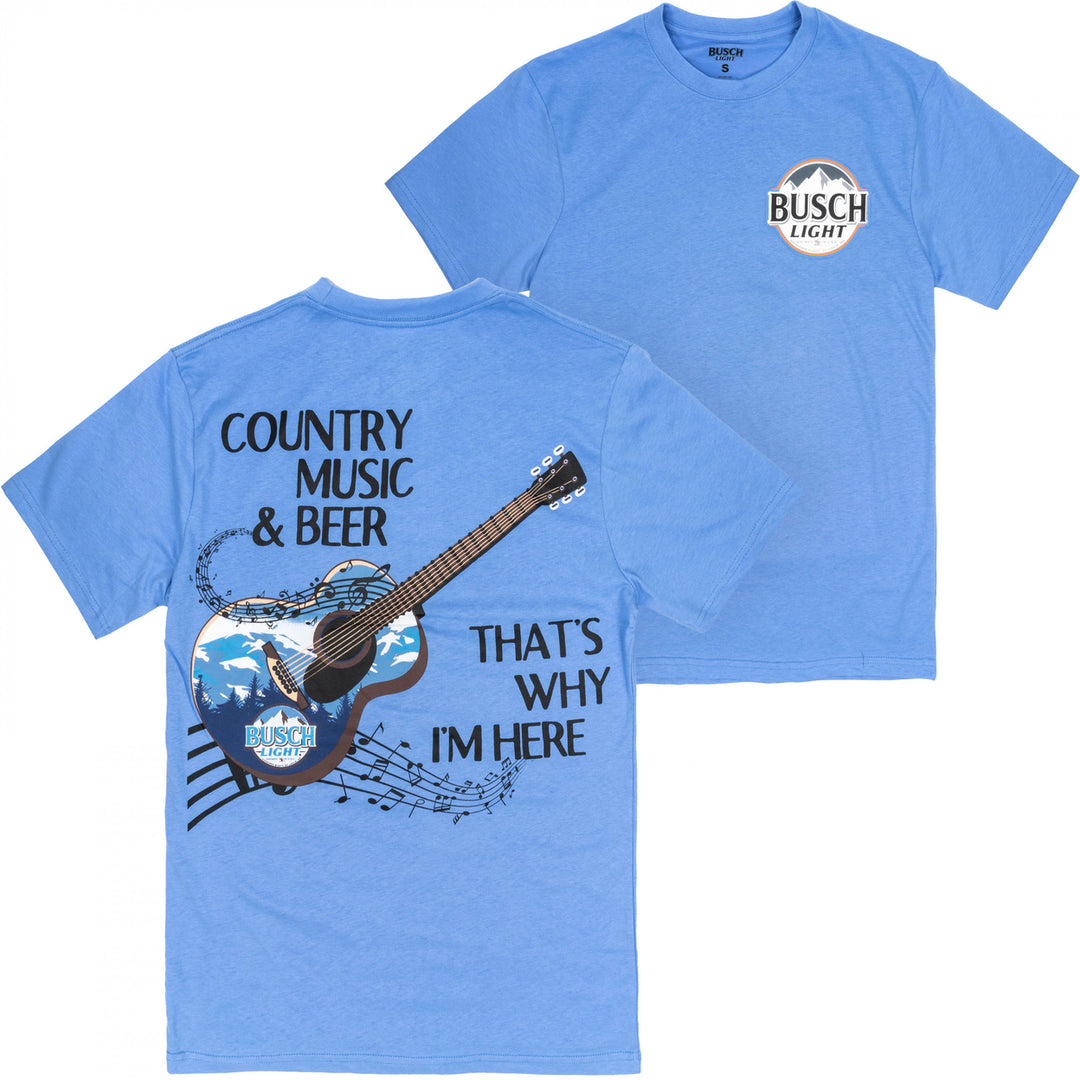 Busch Light Country Music and Beer Front and Back Print T-Shirt Image 1