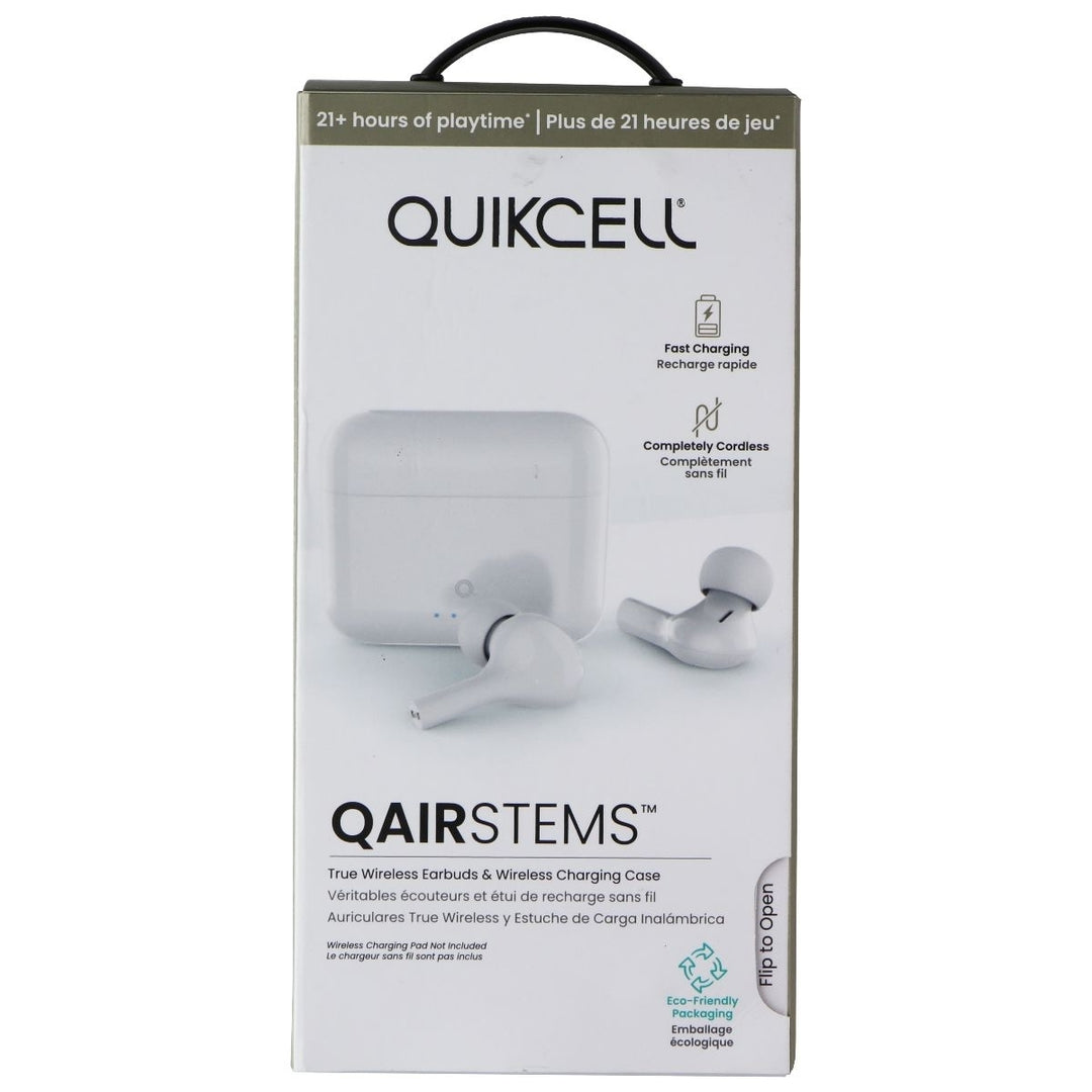 Quikcell QAirStems True Wireless Earbuds and Charging Case - White Image 1