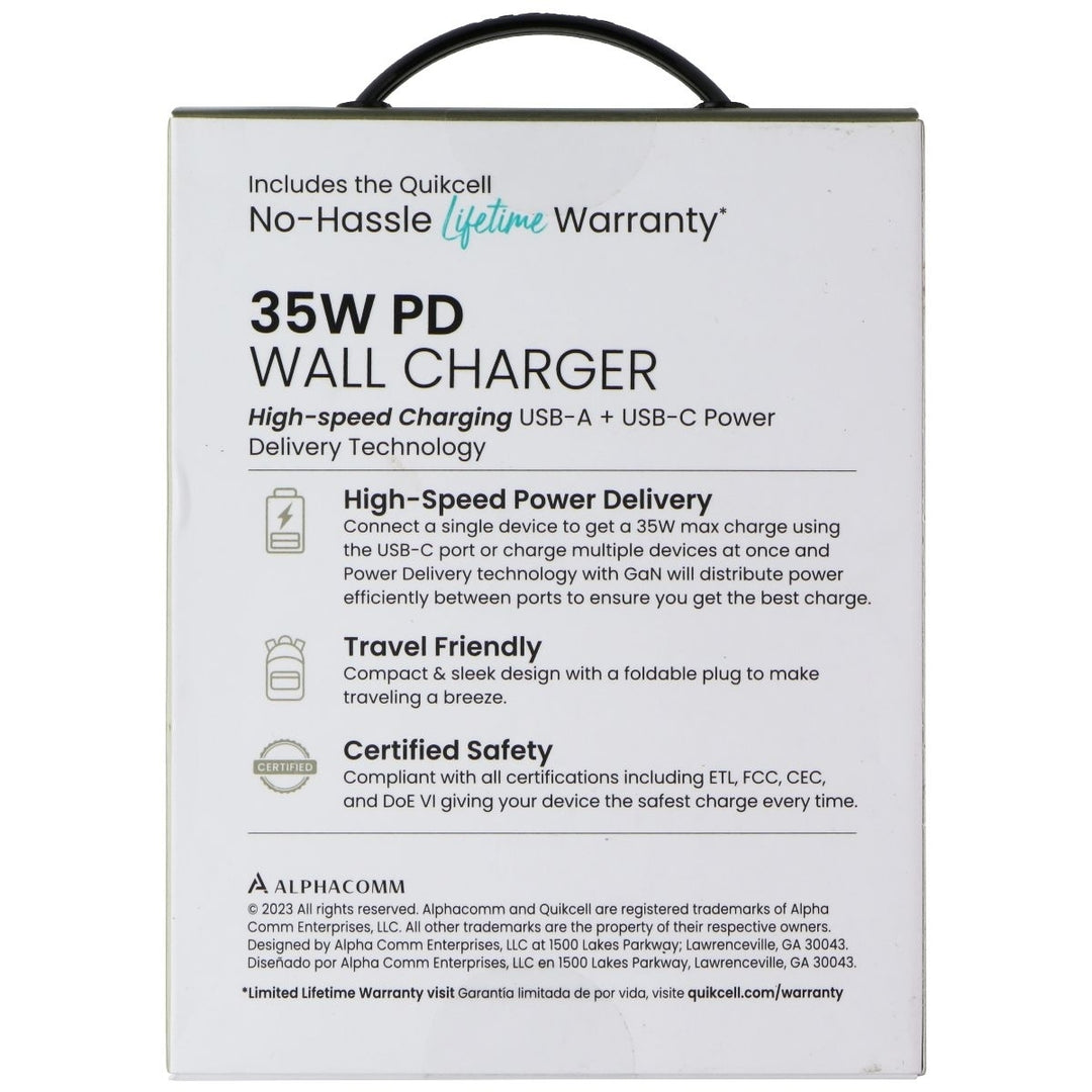 Quikcell (35W) PD Wall Charger Dual Port (USB-C/USB-A) Adapter (GaN Charging) Image 7