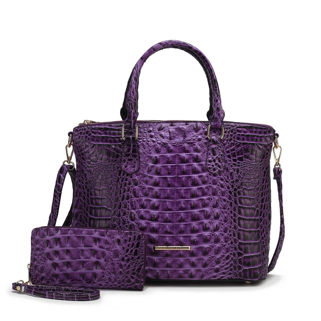 Liora Croc Embossed Tote Bag and Set Image 6