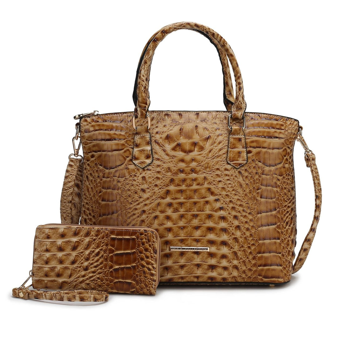 Liora Croc Embossed Tote Bag and Set Image 9