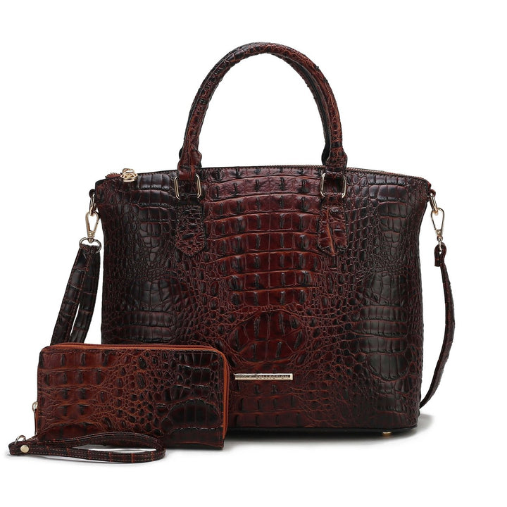 Liora Croc Embossed Tote Bag and Set Image 3