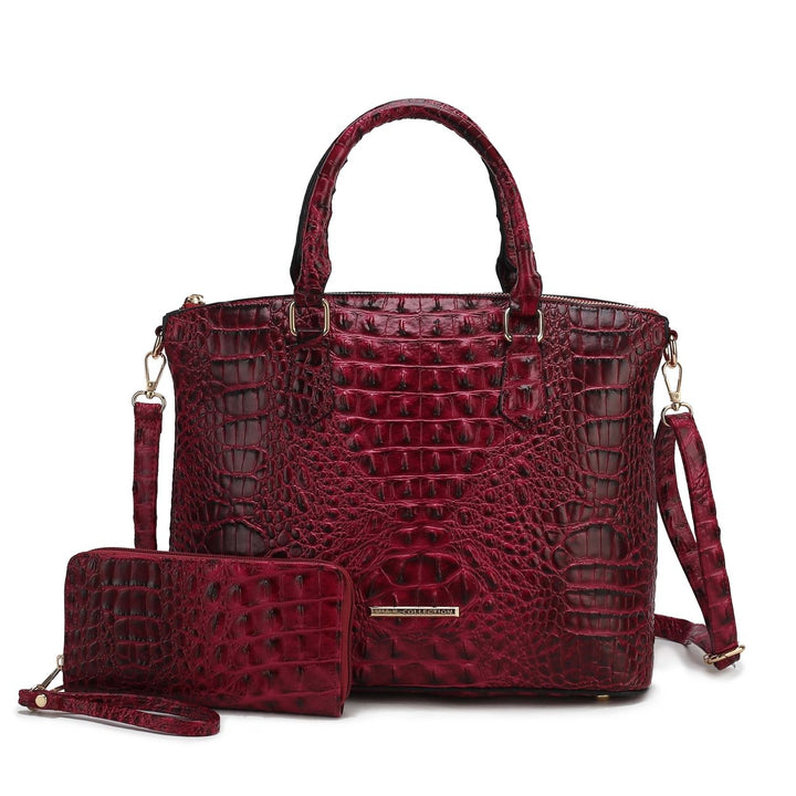 Liora Croc Embossed Tote Bag and Set Image 4