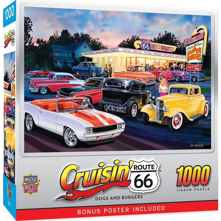 Cruisin Route 66 - Dogs and Burgers 1000 Piece Jigsaw Puzzle Image 1