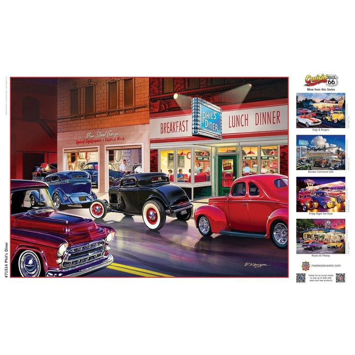 Cruisin Route 66 - Phils Diner 1000 Piece Jigsaw Puzzle Image 4