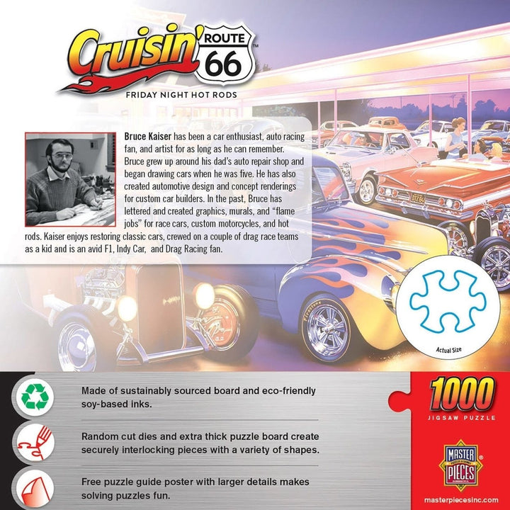 Cruisin Route 66 - Friday Night Hot Rods 1000 Piece Jigsaw Puzzle Image 3