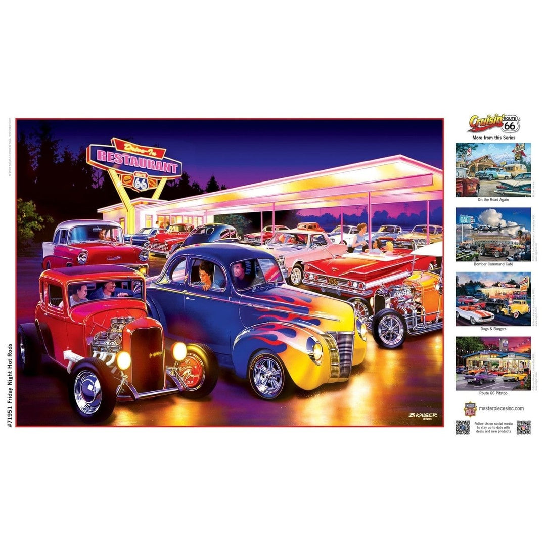 Cruisin Route 66 - Friday Night Hot Rods 1000 Piece Jigsaw Puzzle Image 4