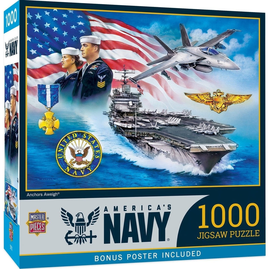 MasterPieces Americas Navy Anchors Away 1000 Piece Jigsaw Puzzle Eco-Friendly Image 1