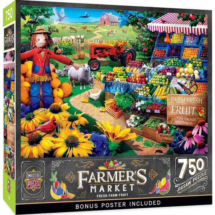 MasterPieces 750 Piece Jigsaw Puzzle Farmers Market Fresh Farm Fruit 18x24 Inch Image 1