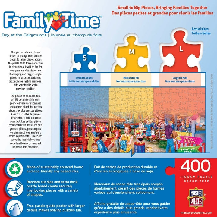 Family Time Day at the Fairgrounds 400 Piece Jigsaw Puzzle Colorful Fun Kids Image 3