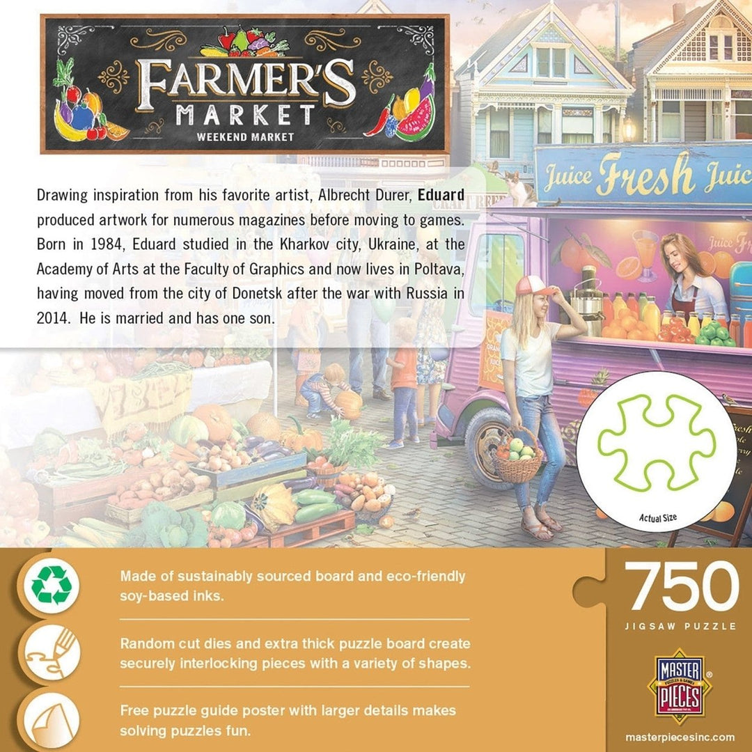 MasterPieces Farmers Market 750 Piece Jigsaw Puzzle 18x24 Eco-Friendly Chipboard Image 3