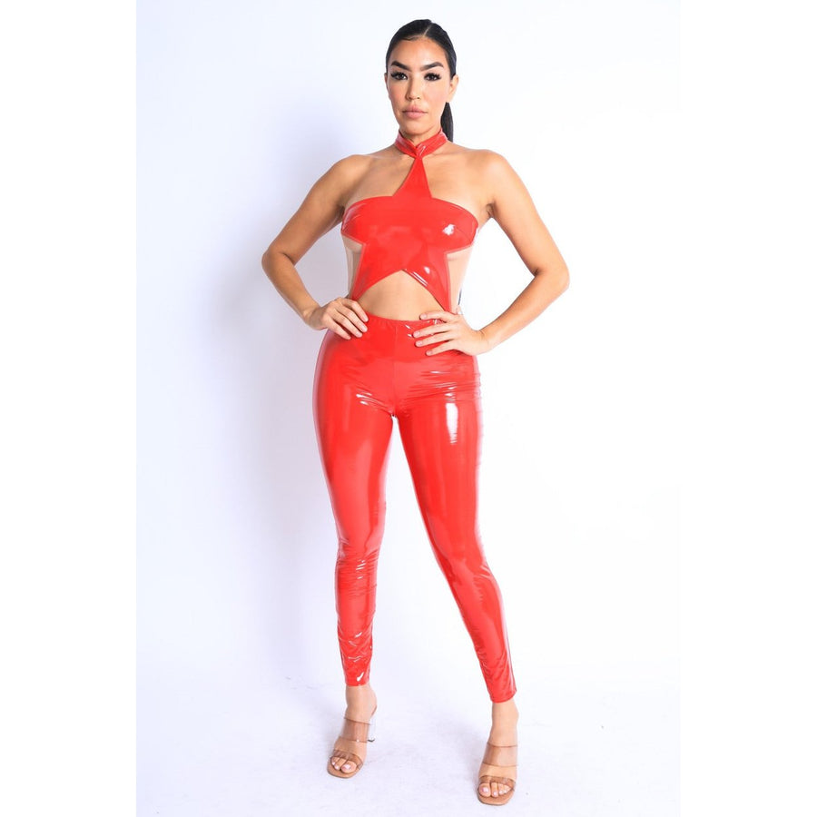 Star Point Sheer Mesh Mix Jumpsuit Image 1