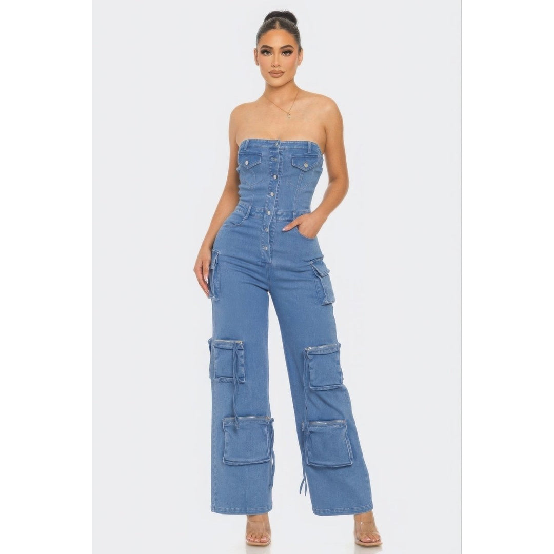 Stretch Denim Jumpsuit Image 1