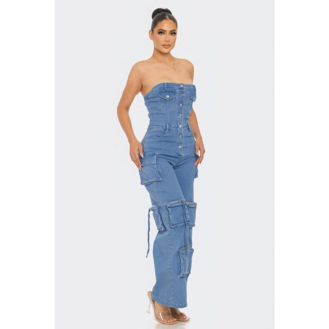 Stretch Denim Jumpsuit Image 3