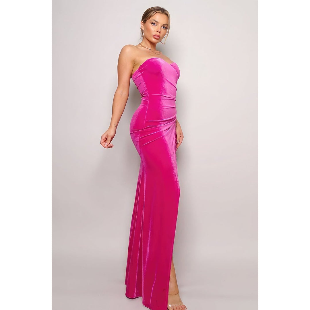 Strapless Sweetheart Maxi Velvet Dress Image 3