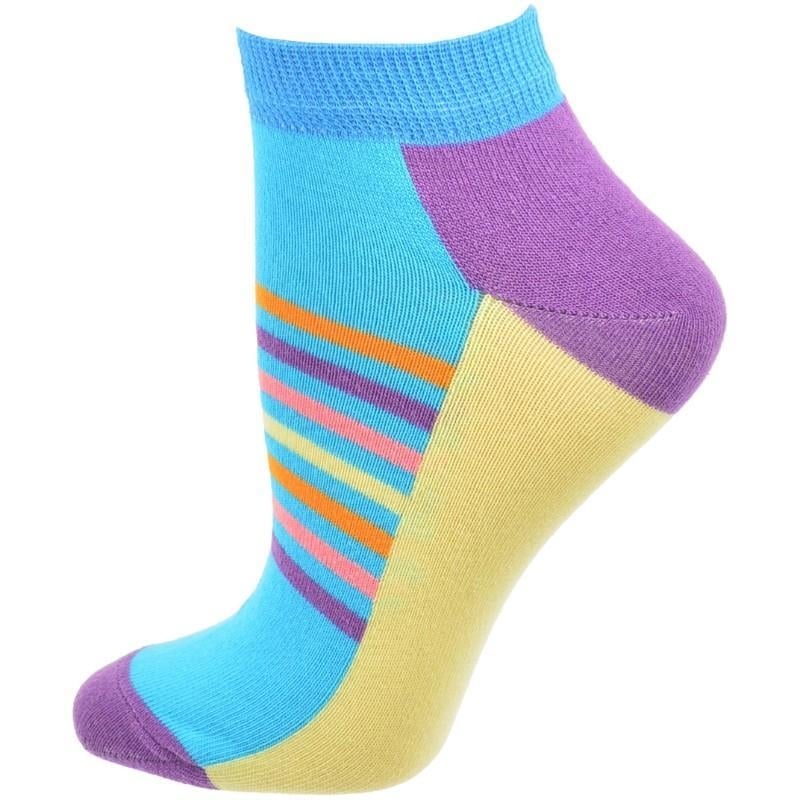 Striped Colorful Vibrant Ankle 2 Pr. Pack Cotton Socks Image 1