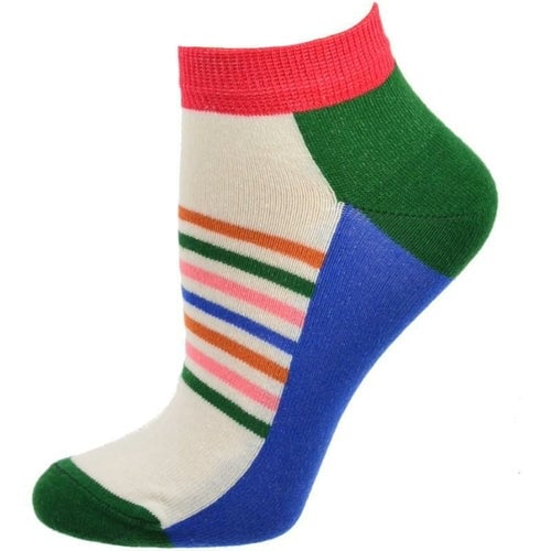 Striped Colorful Vibrant Ankle 2 Pr. Pack Cotton Socks Image 2