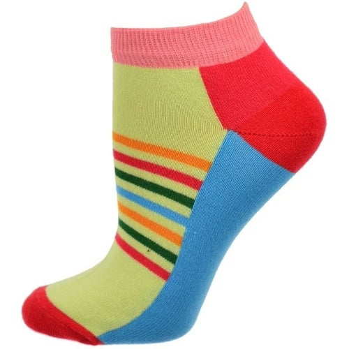 Striped Colorful Vibrant Ankle 2 Pr. Pack Cotton Socks Image 3