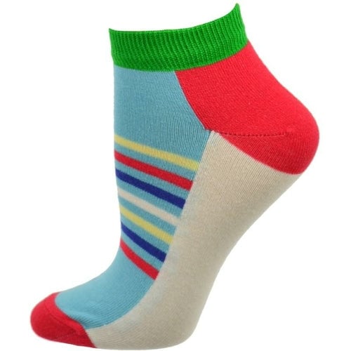 Striped Colorful Vibrant Ankle 2 Pr. Pack Cotton Socks Image 4