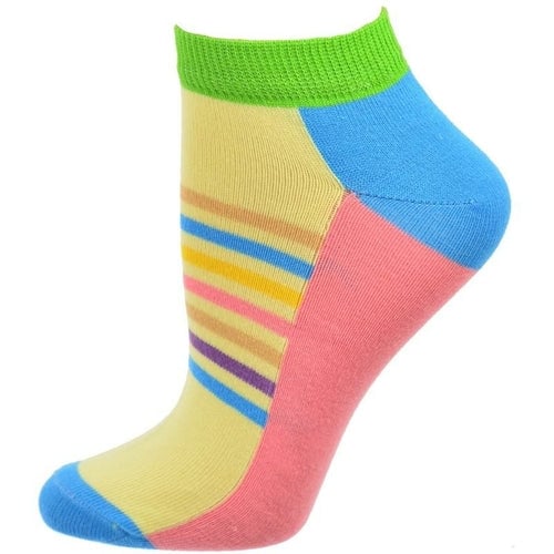 Striped Colorful Vibrant Ankle 2 Pr. Pack Cotton Socks Image 4