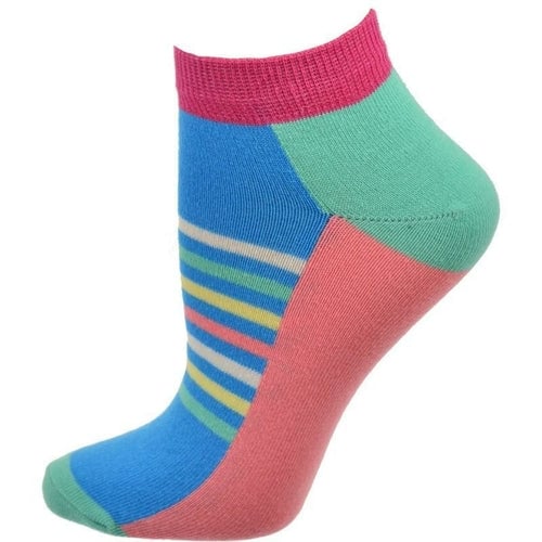 Striped Colorful Vibrant Ankle 2 Pr. Pack Cotton Socks Image 8