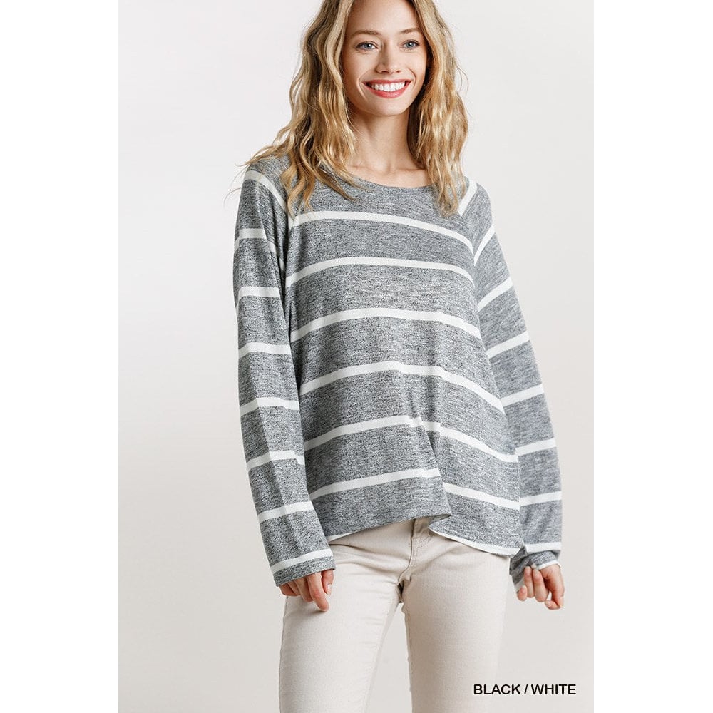 Striped Round Neck Long Sleeve Top Image 1