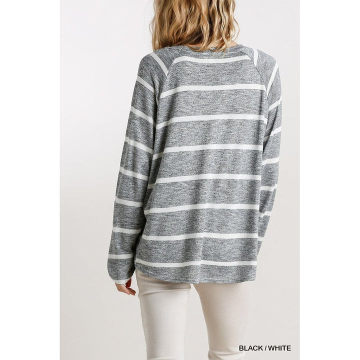 Striped Round Neck Long Sleeve Top Image 3