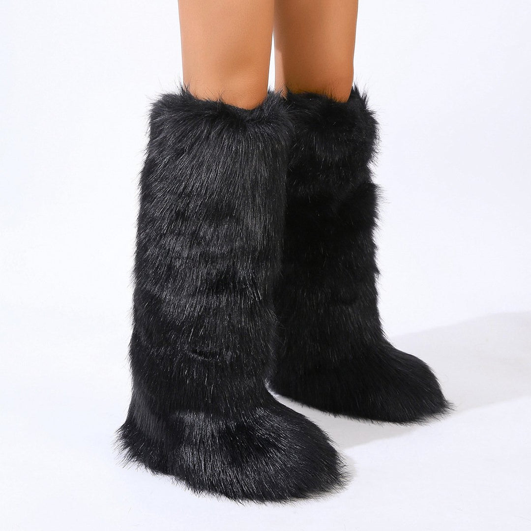 Winter Women Snow Boots Faux faux Long Boots Warm Plush Platform Knee-high Boot Outdoor Furry Cute Over-the-knee Boots Image 6