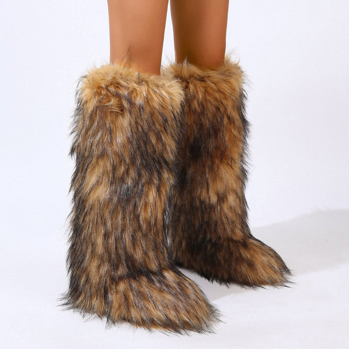 Winter Women Snow Boots Faux faux Long Boots Warm Plush Platform Knee-high Boot Outdoor Furry Cute Over-the-knee Boots Image 8