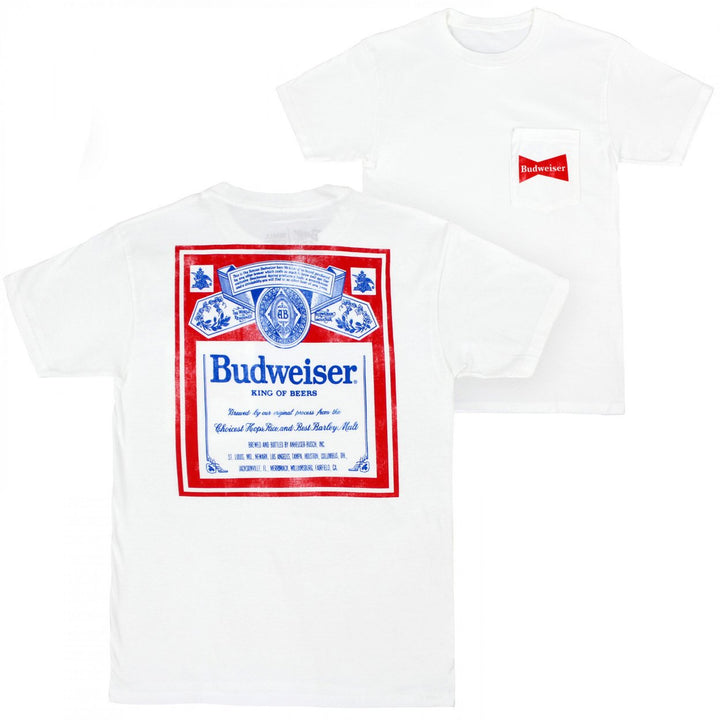 Budweiser Vintage Label Front and Back Pocket T-Shirt Image 1