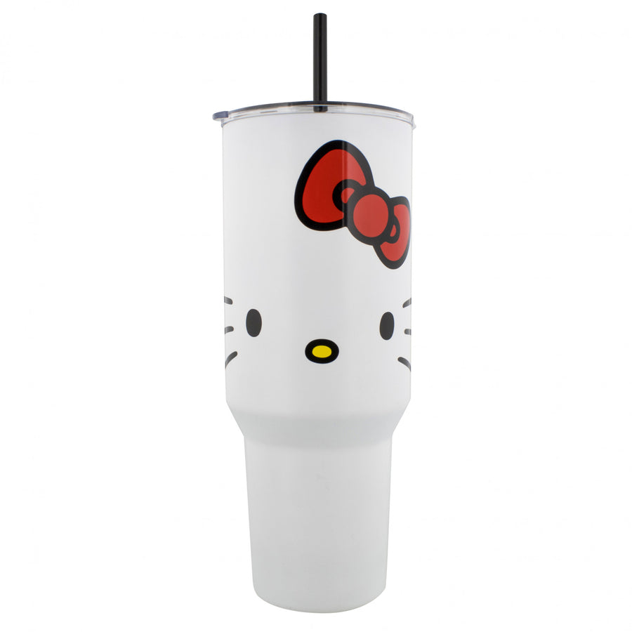 Hello Kitty Big Face Stainless Steel 40 oz Tumbler with Lid and Straw Image 1