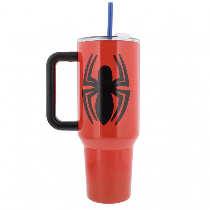 Spider-Man Mask and Logo Stainless Steel 40 oz Tumbler w/ Lid andStraw Image 2