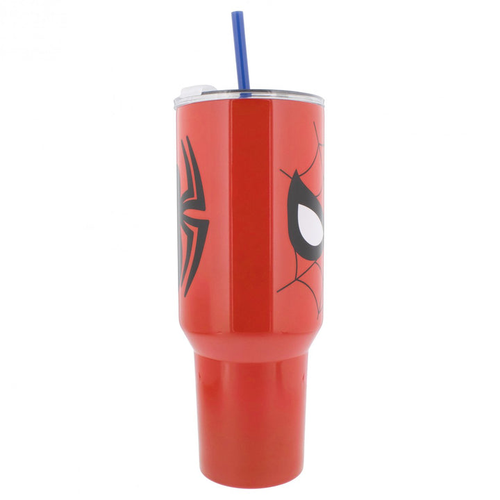 Spider-Man Mask and Logo Stainless Steel 40 oz Tumbler w/ Lid andStraw Image 3