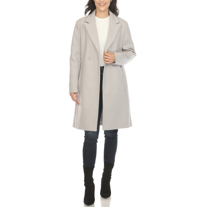 White Mark Classic Walker Coat Womens Double-Breasted Notched Lapel Size [Insert Size] White Image 4