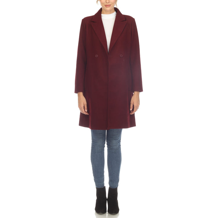 White Mark Classic Walker Coat Womens Double-Breasted Notched Lapel Size [Insert Size] White Image 6