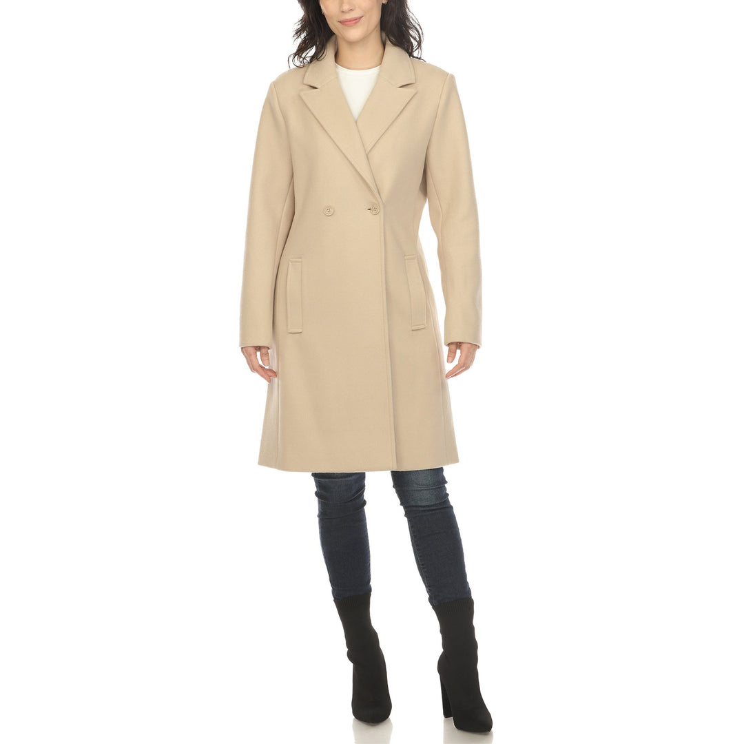 White Mark Classic Walker Coat Womens Double-Breasted Notched Lapel Size [Insert Size] White Image 7