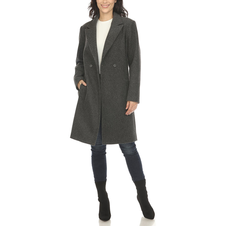 White Mark Classic Walker Coat Womens Double-Breasted Notched Lapel Size [Insert Size] White Image 8