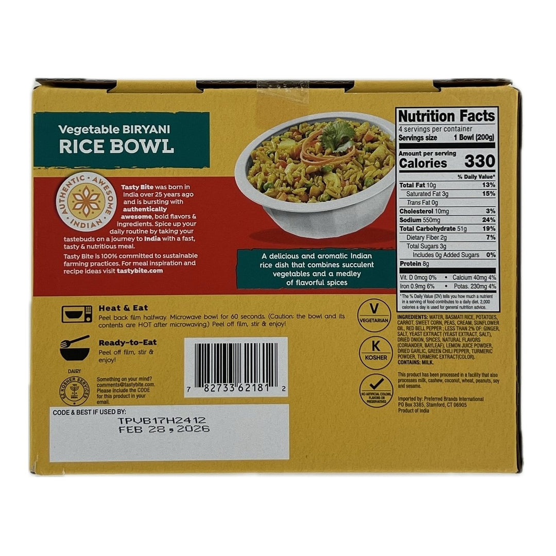 Tasty Bite Vegetable Biryani Rice Bowl 7 Ounce (Pack of 4) Image 3