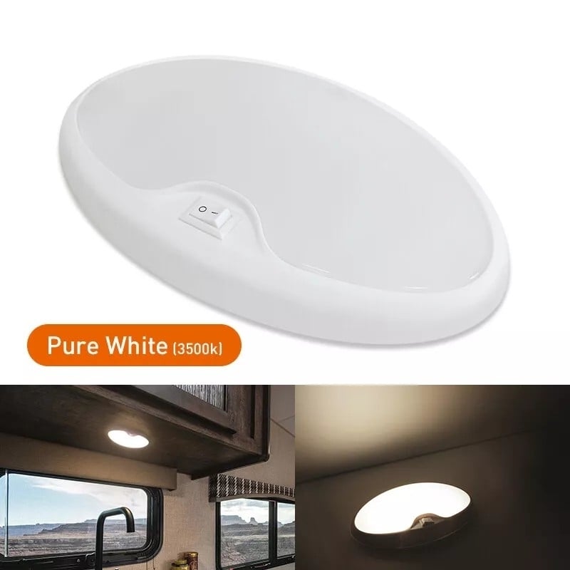 12V 6inch Oval LED Pancake Ceiling Light with Switch Soft White Lighting Image 1