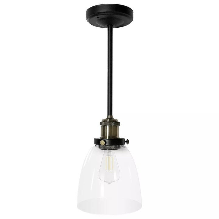 12V RV Glass Shade LED Pendant Light Fixture with Edison Bulb Matte Black Image 3