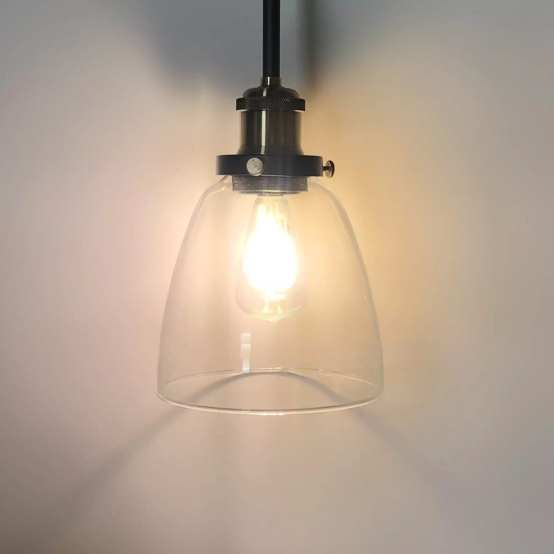 12V RV Glass Shade LED Pendant Light Fixture with Edison Bulb Matte Black Image 4